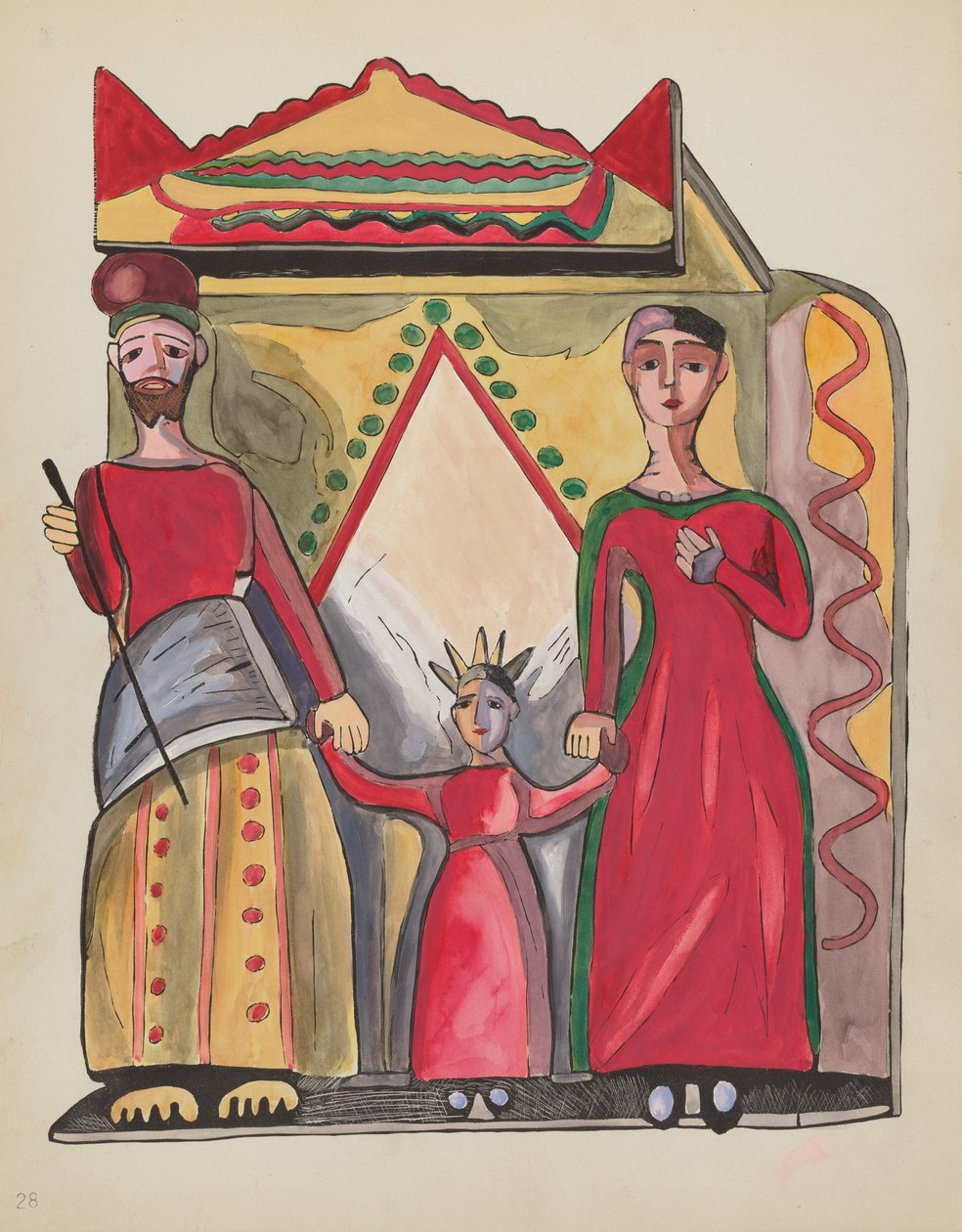 Tavola 28: La Sacra Famiglia: Dal Portfolio "Designs Coloniali Spagnoli del Nuovo Messico" da American 20th Century