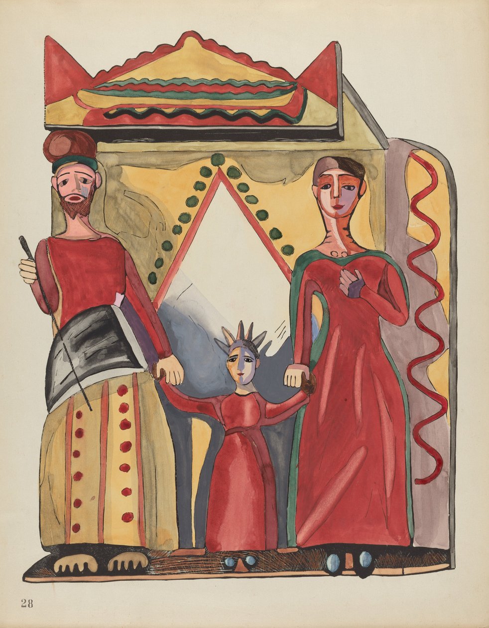 Tavola 28: La Sacra Famiglia: Dal portfolio "Disegni coloniali spagnoli del Nuovo Messico" da American 20th Century