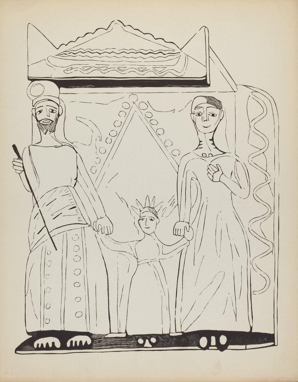 La Sacra Famiglia: Dal Portfolio "Disegni coloniali spagnoli del Nuovo Messico" da American 20th Century