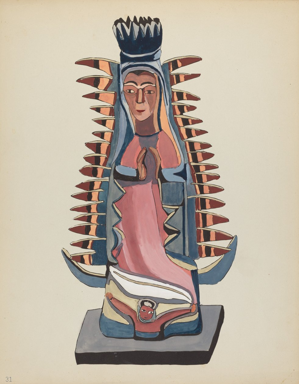 Tavola 31: Nostra Signora di Guadalupe: Dal portfolio "Disegni coloniali spagnoli del Nuovo Messico" da American 20th Century
