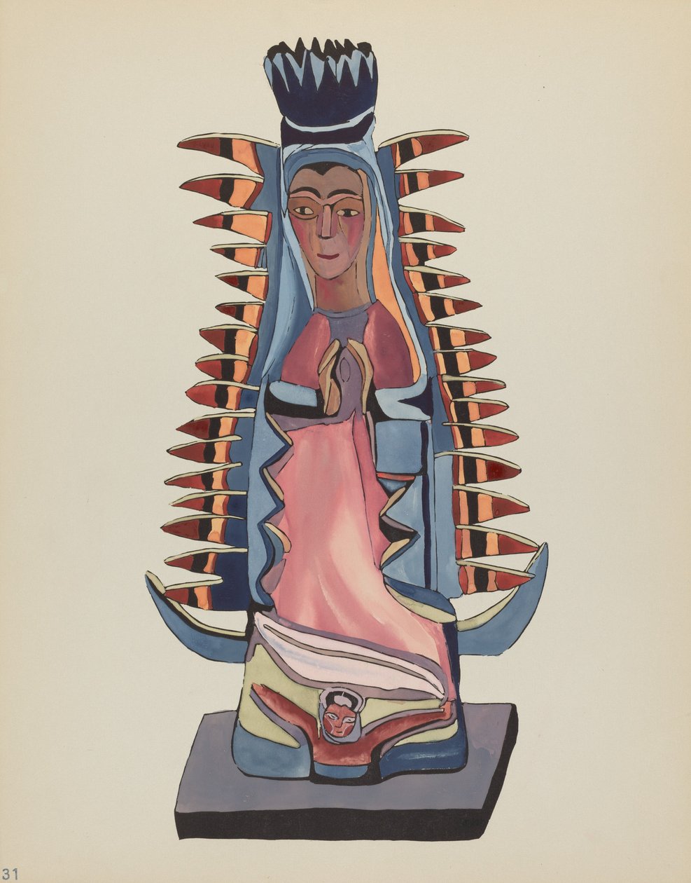 Tavola 31: Nostra Signora di Guadalupe: Dal portfolio "Disegni coloniali spagnoli del Nuovo Messico" da American 20th Century