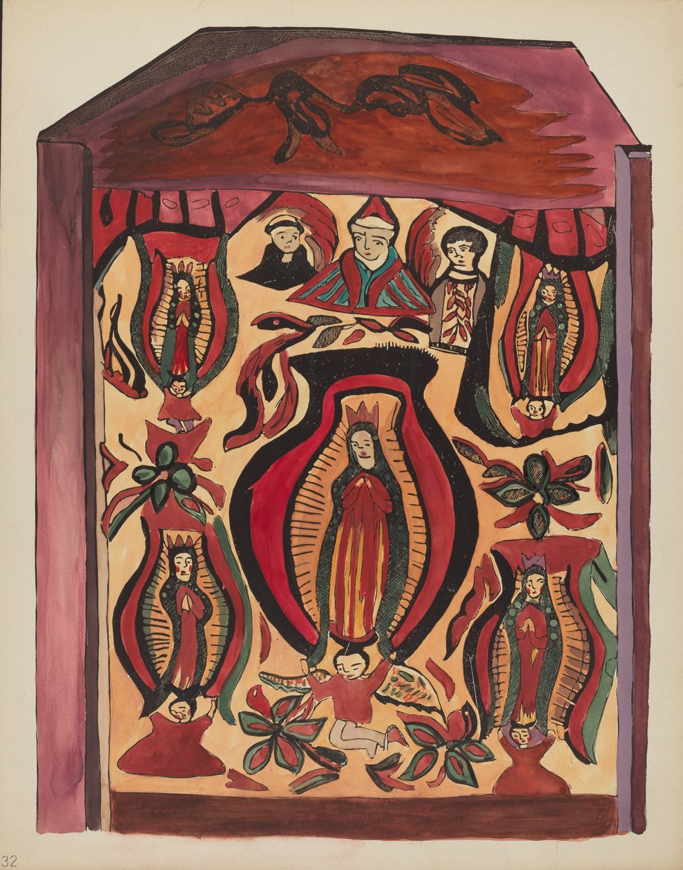 Nostra Signora di Guadalupe: Dal portfolio "Disegni coloniali spagnoli del Nuovo Messico" da American 20th Century