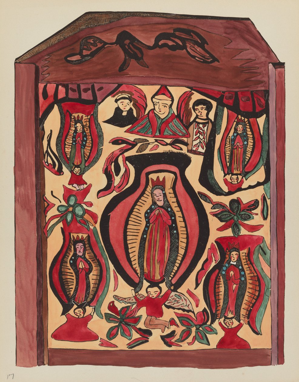 Tavola 32: Nostra Signora di Guadalupe: dal portfolio "Disegni coloniali spagnoli del Nuovo Messico" da American 20th Century