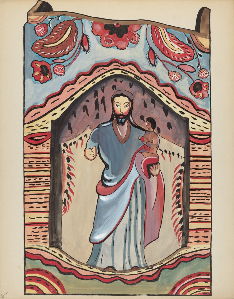 Tavola 35: San Giuseppe in Nicchia di Legno: Dal Portfolio "Designs Coloniali Spagnoli del Nuovo Messico" da American 20th Century