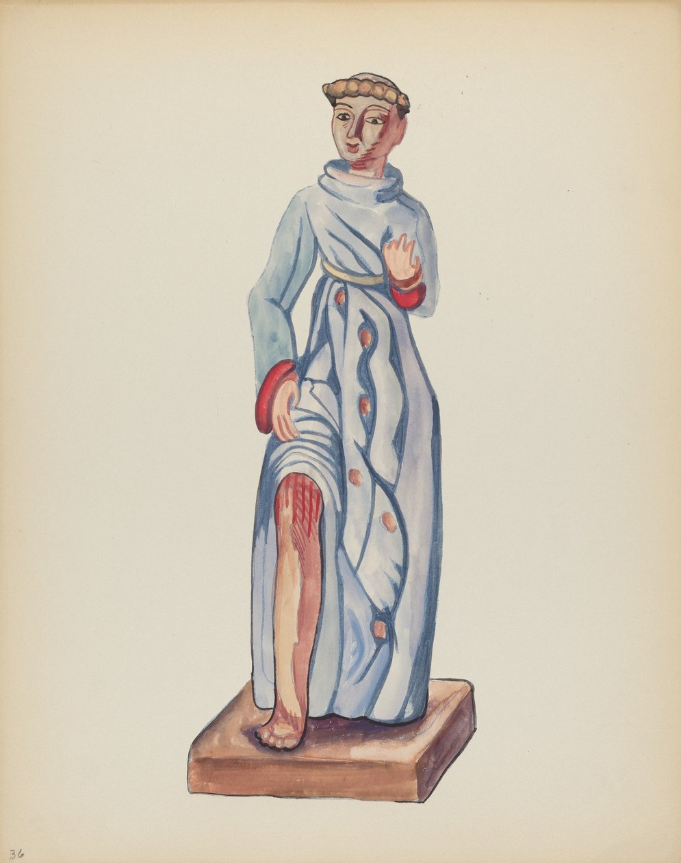 Piastra 36: San Rocco: Dal portfolio "Disegni coloniali spagnoli del Nuovo Messico" da American 20th Century