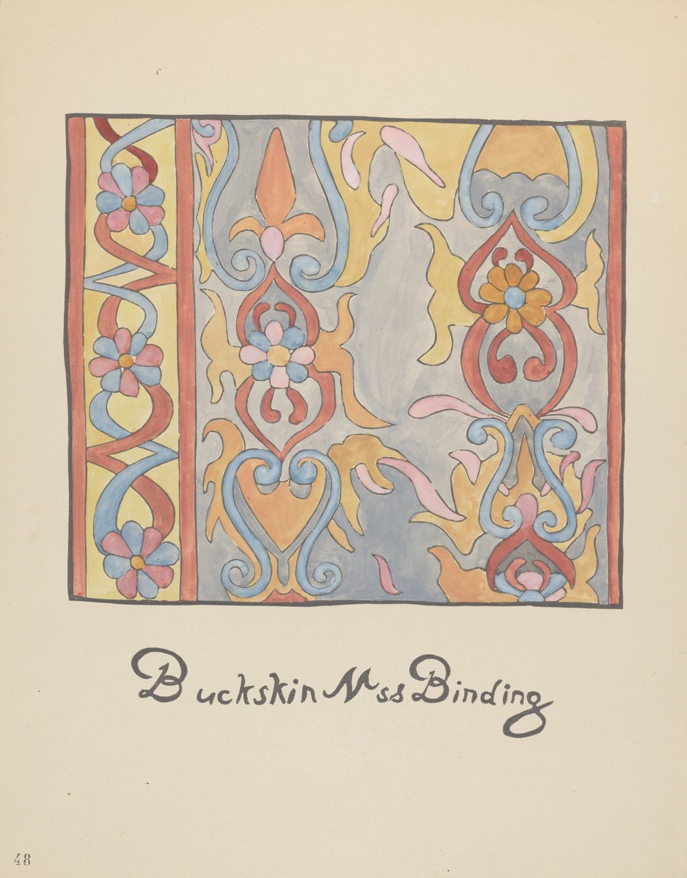 Tavola 48: Disegno di pelle di daino: Dal portfolio "Disegni coloniali spagnoli del Nuovo Messico" da American 20th Century