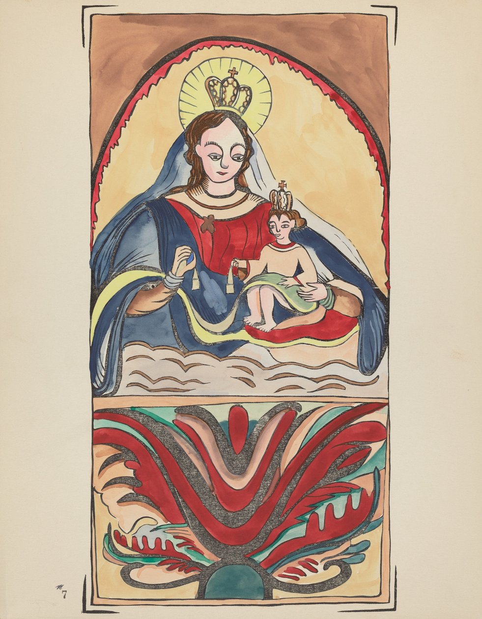 Nostra Signora del Monte Carmelo: Dal Portfolio "Disegni Coloniali Spagnoli del Nuovo Messico" da American 20th Century