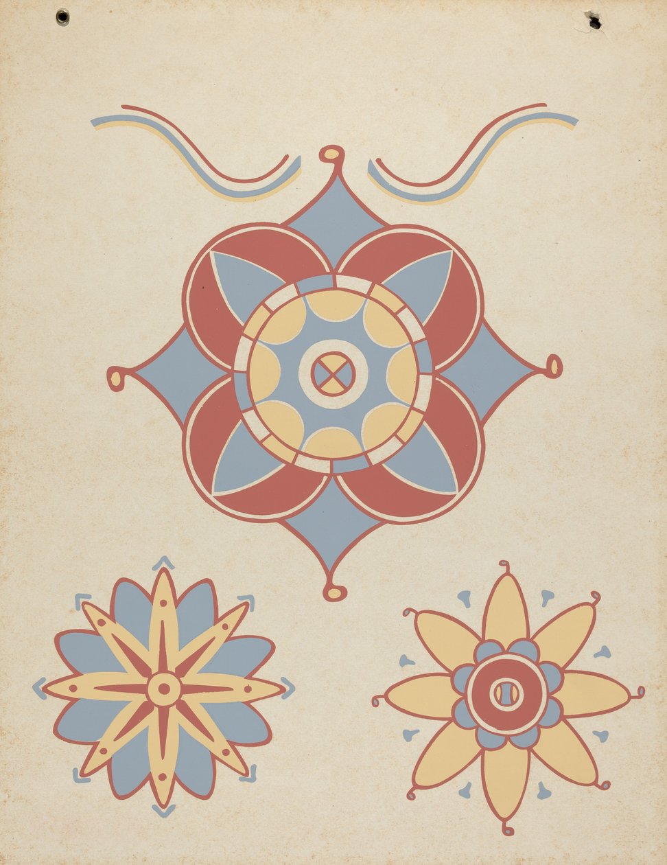 Decorazione del Soffitto della Missione di San Juan Capistrano dal portfolio "Arte Decorativa della California Spagnola" da American 20th Century