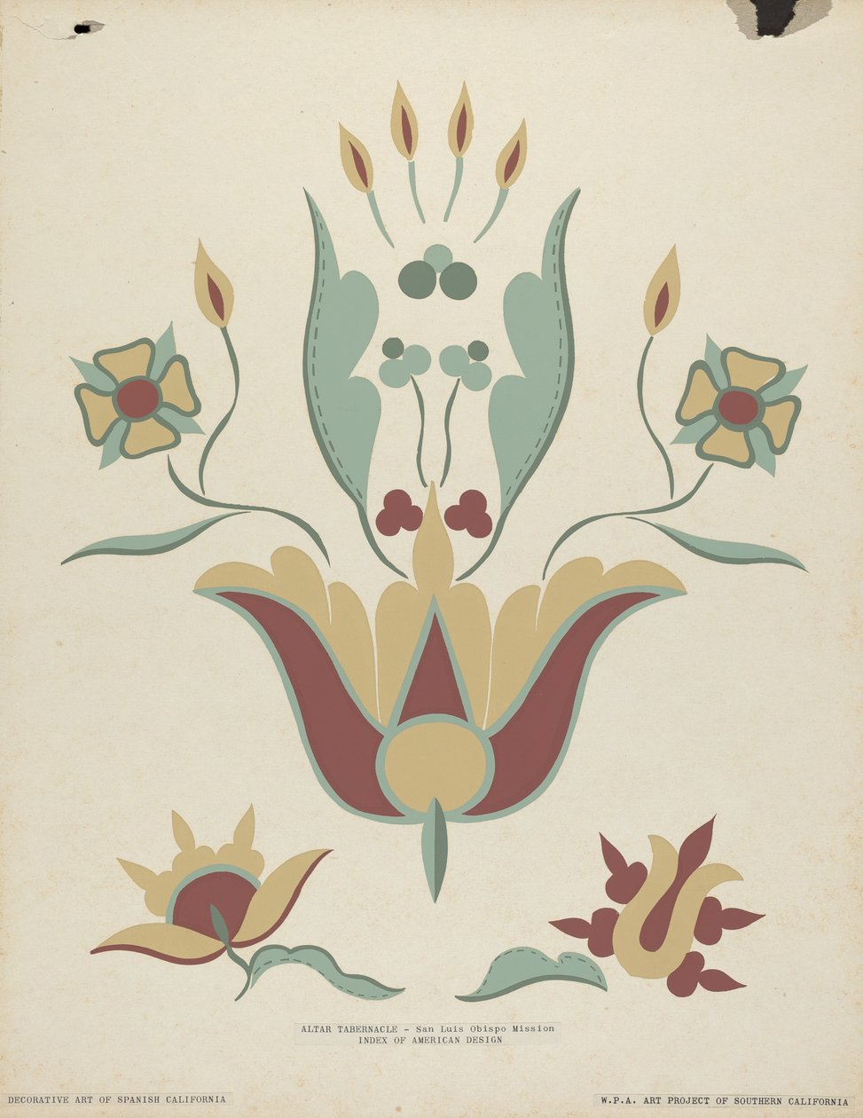 Altare del tabernacolo della missione di San Luis Obispo dal portfolio "Arte decorativa della California spagnola" da American 20th Century