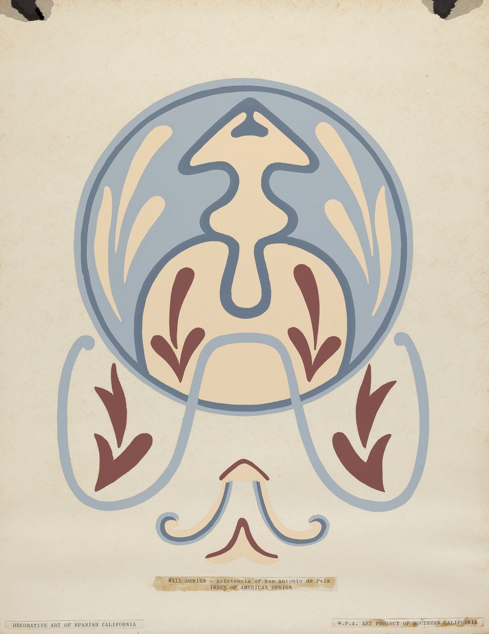 Disegno murale - Asistencia di San Antonio de Pala dal portfolio: "Arte decorativa della California spagnola" da American 20th Century