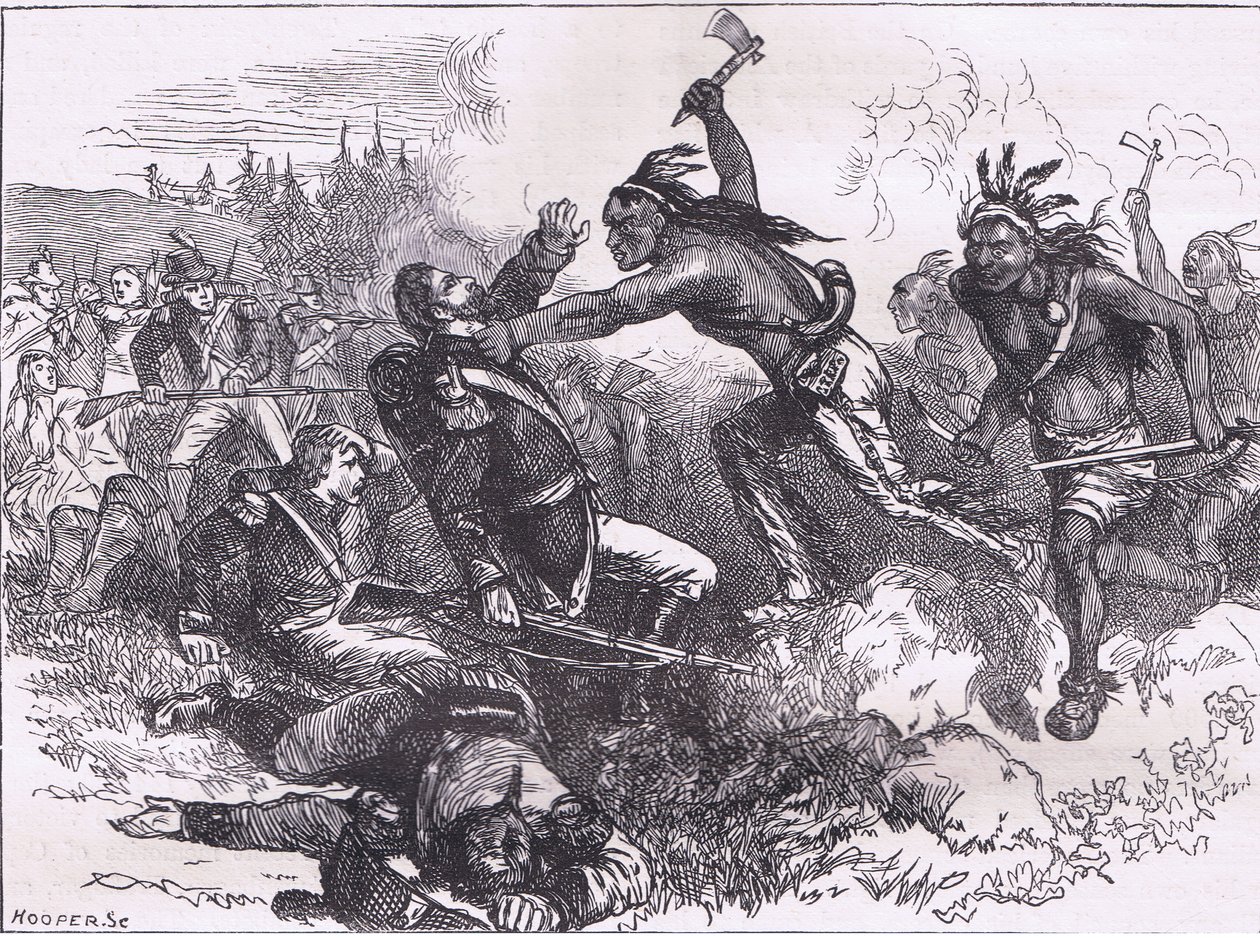 Attacco degli indiani a Fort Dearborn, illustrazione da Cassells History of the United States pubblicata da Cassell, Petter & Galpin, c.1900 da American English school