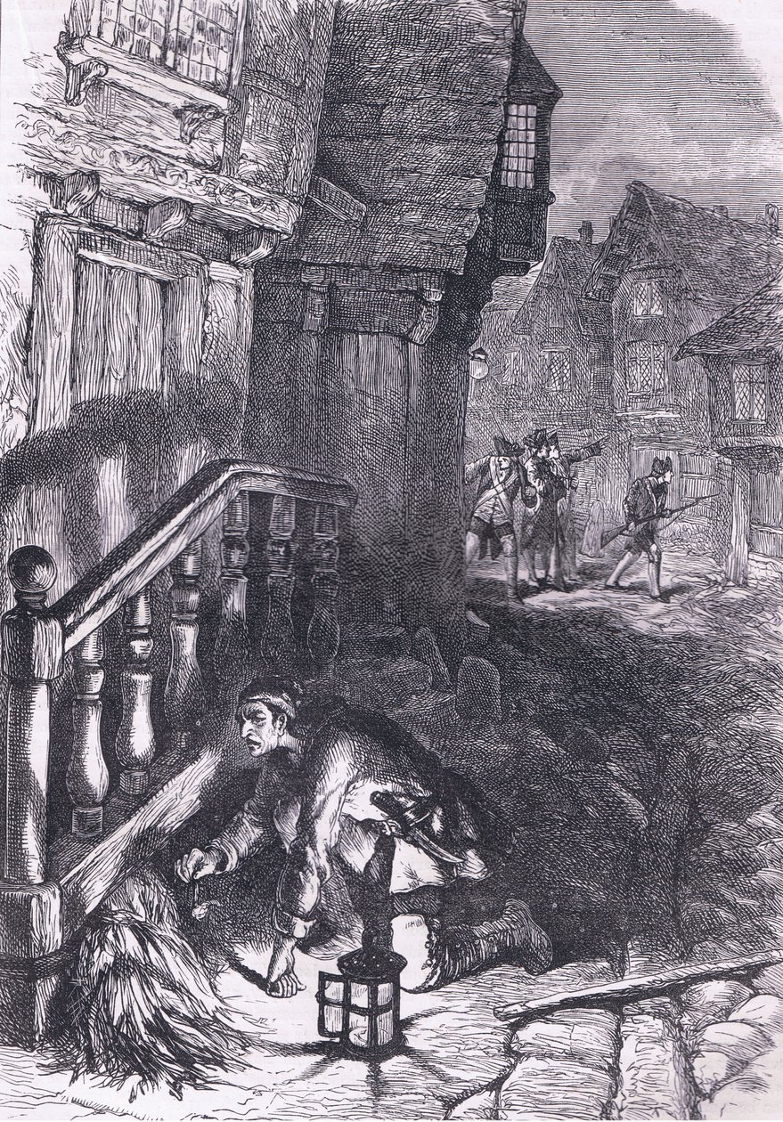 Scoperta di un incendiario, illustrazione da Cassells History of the United States pubblicata da Cassell, Petter & Galpin, c.1900 da American English school