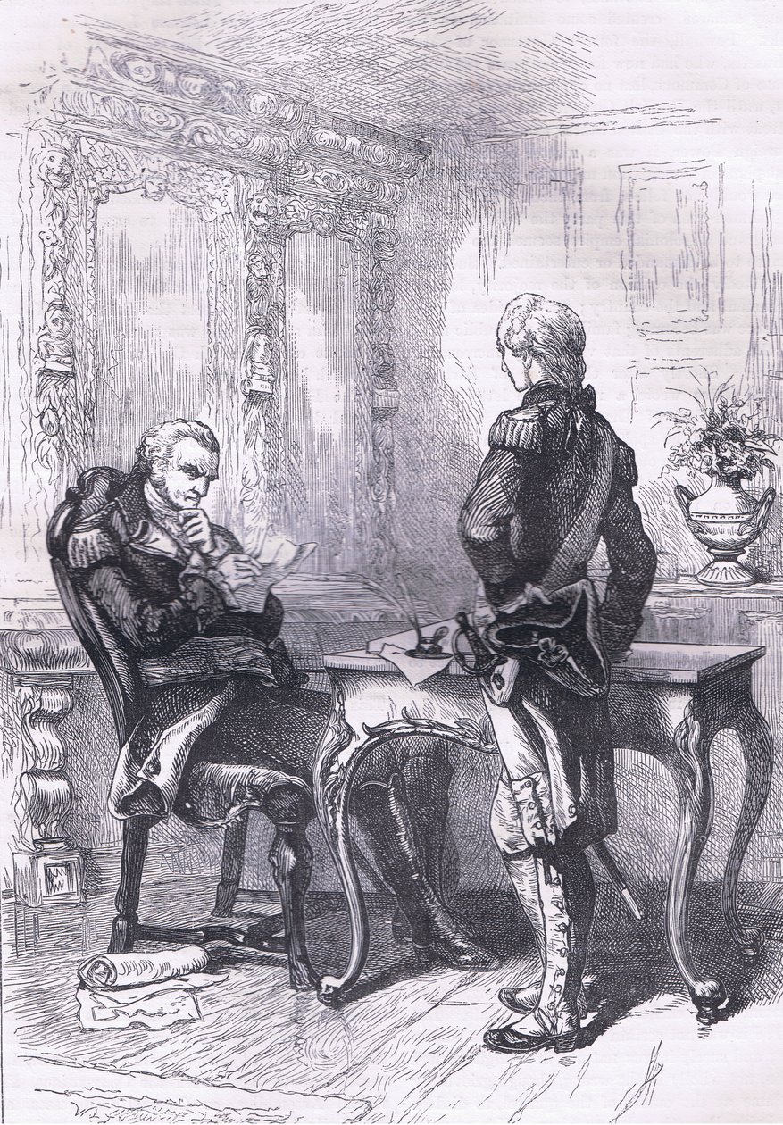 Lafayette e Washington, illustrazione da Cassells History of the United States pubblicata da Cassell, Petter & Galpin, c.1900 (litografia) da American English school
