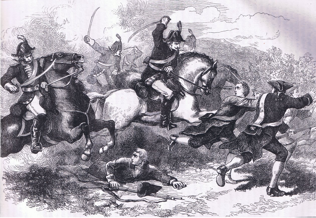 Sconfitta delle reclute lealiste, illustrazione da Cassells History of the United States pubblicata da Cassell, Petter & Galpin, c.1900 da American English school