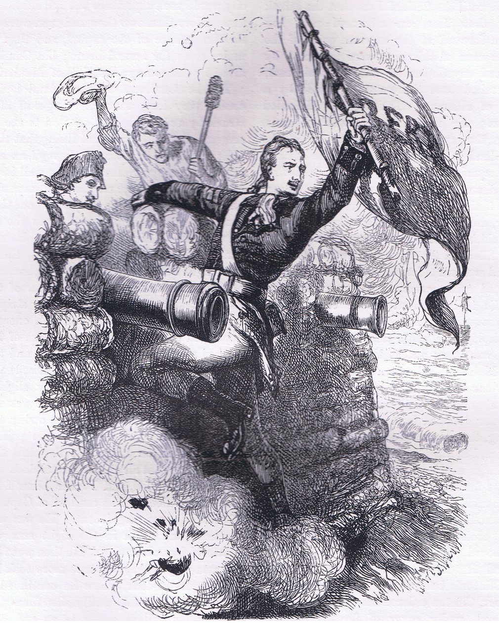 Il sergente Jasper recupera la bandiera, illustrazione da Cassells History of the United States pubblicata da Cassell, Petter & Galpin, c.1900 da American English school