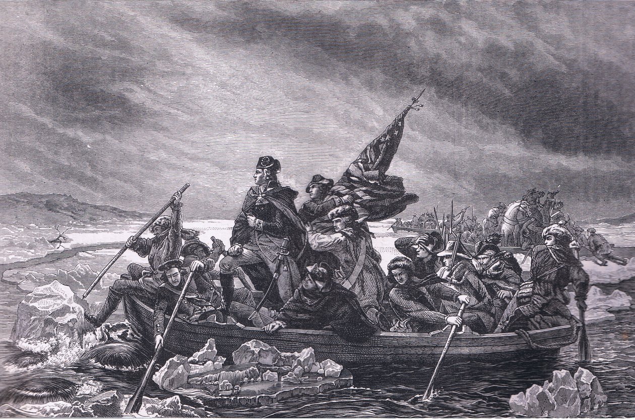 Washington attraversa il Delaware, illustrazione da Cassells History of the United States pubblicata da Cassell, Petter & Galpin, c.1900 (litografia) da American English school