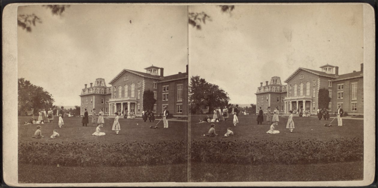 Fronte della villa e prato, Comunità di Oneida, Stato di New York, c.1870 da American Photographer