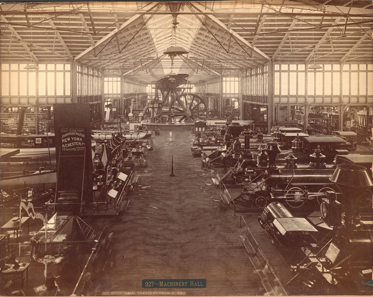 Machinery Hall, dal lato nord, Esposizione Internazionale del Centenario di Filadelfia, 1876 da American Photographer