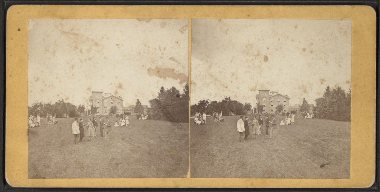 Facciata nord e prato, comunità di Oneida, Stato di New York, circa 1870 da American Photographer