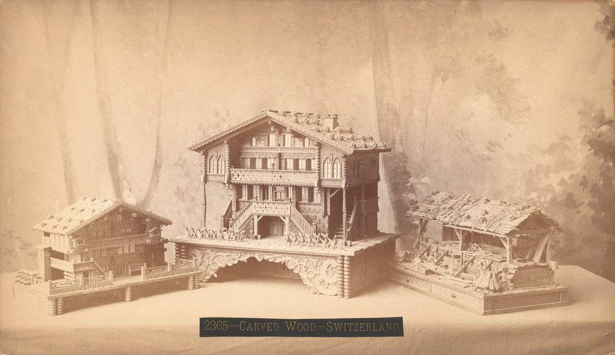 Cottage svizzeri, modelli scolpiti, Esposizione Internazionale del Centenario di Filadelfia, 1876 da American Photographer