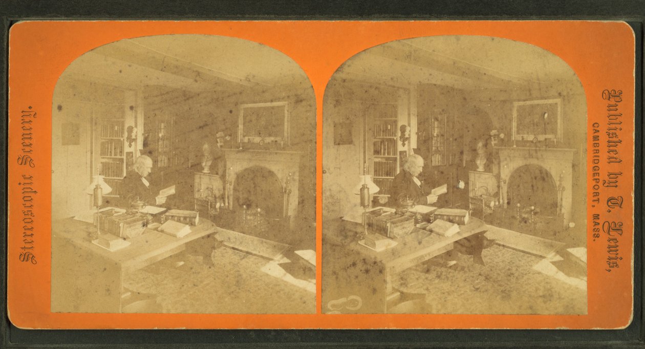 Vista di Amos Alcott nel suo studio da American Photographer