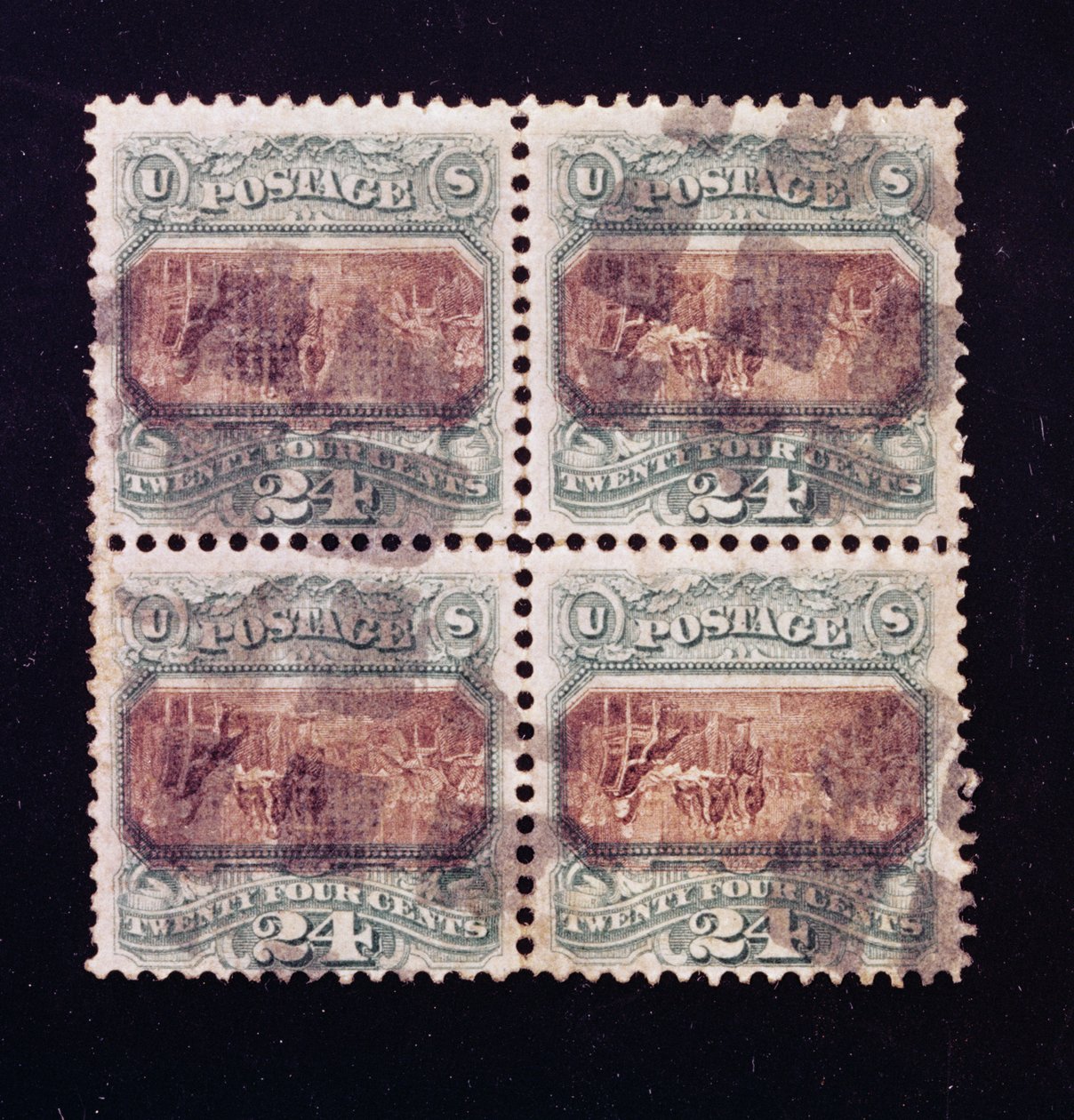 24-Cent Firma della Dichiarazione di Indipendenza, blocco di quattro, 1869 da American School