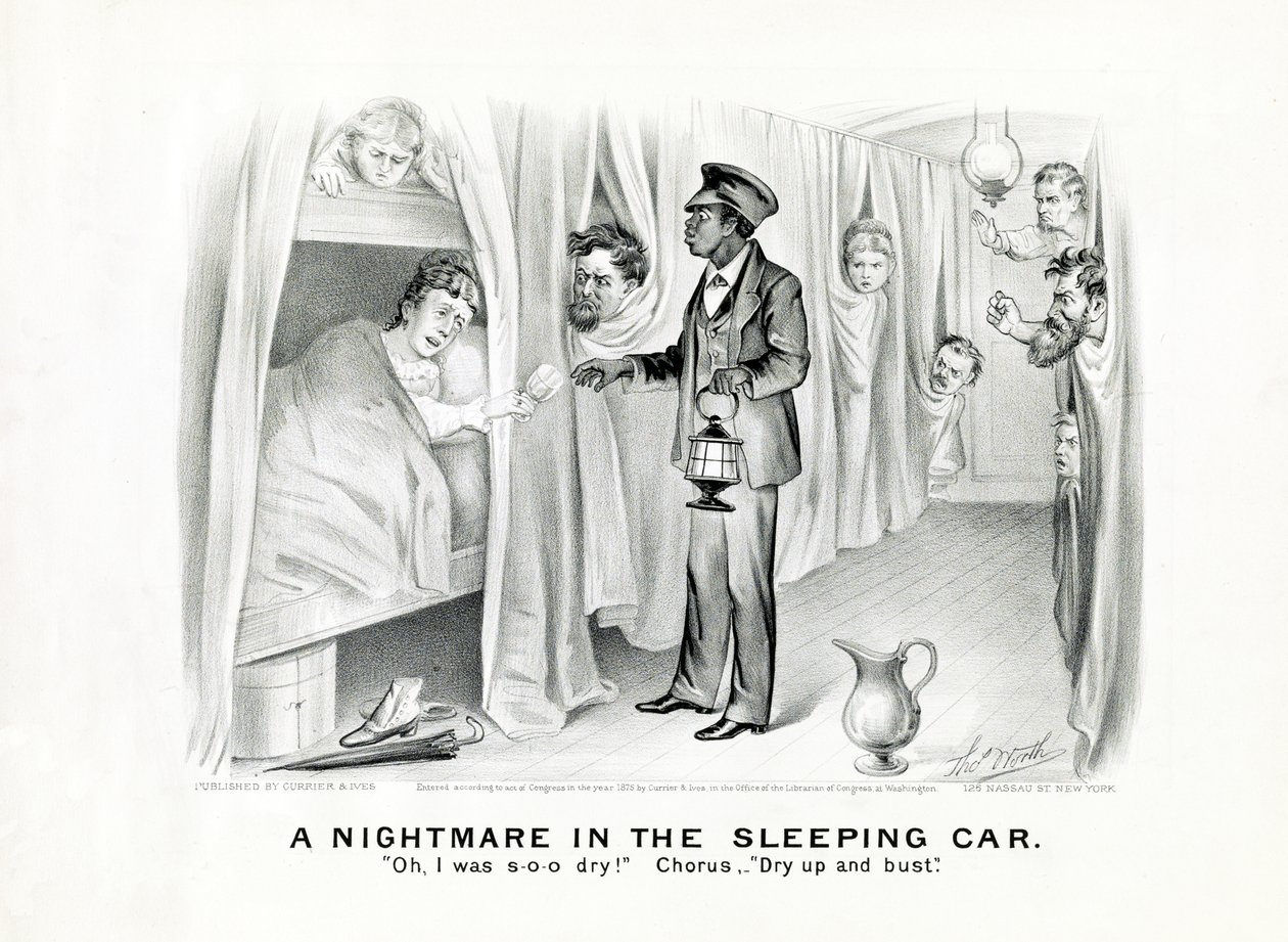 Un incubo nel vagone letto: Oh, ero così assetato! Coro: Asciugati e scoppia., pubblicato c.1875 da American School