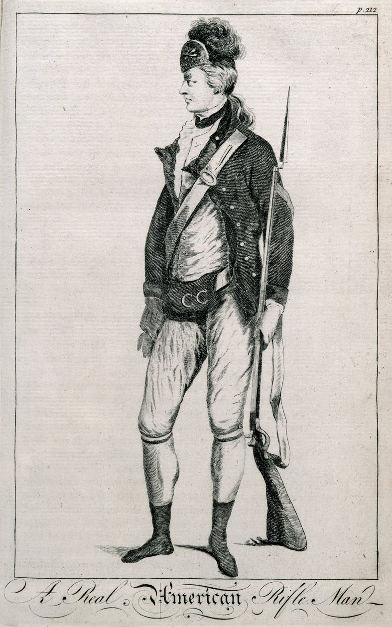 Un vero fuciliere americano, pagina 212 da Impartial History of the War da American School