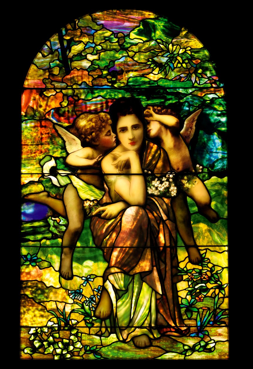Una finestra in vetro favrile piombato e placcato, c.1895 da American School