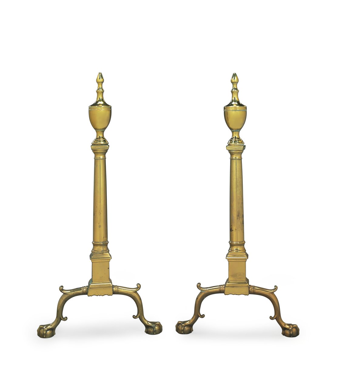 Un paio di alari Chippendale, Philadelphia o New York, 1780-1800 da American School
