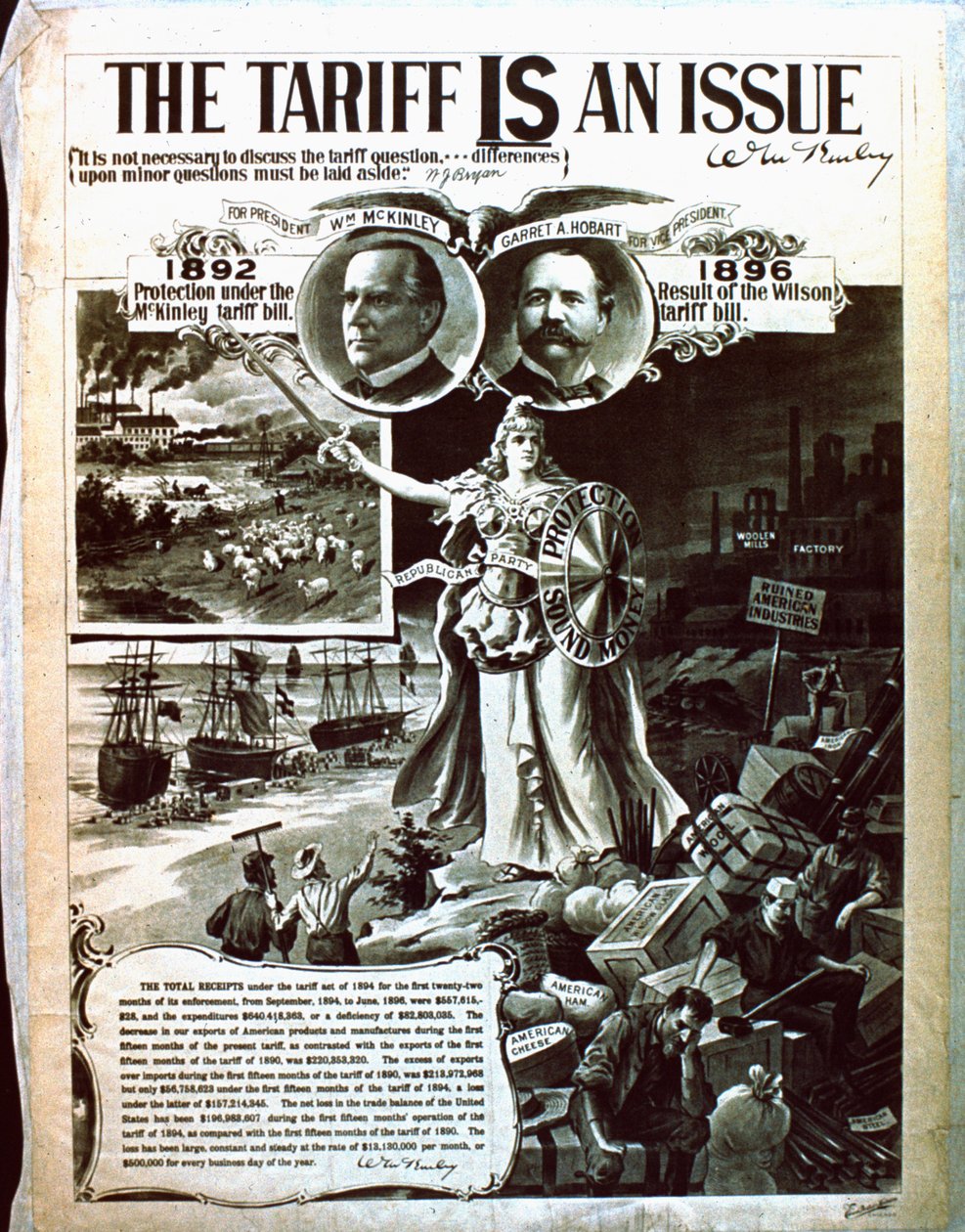 Poster politico a favore del codice fiscale di McKinley rispetto a quello di Wilson da American School