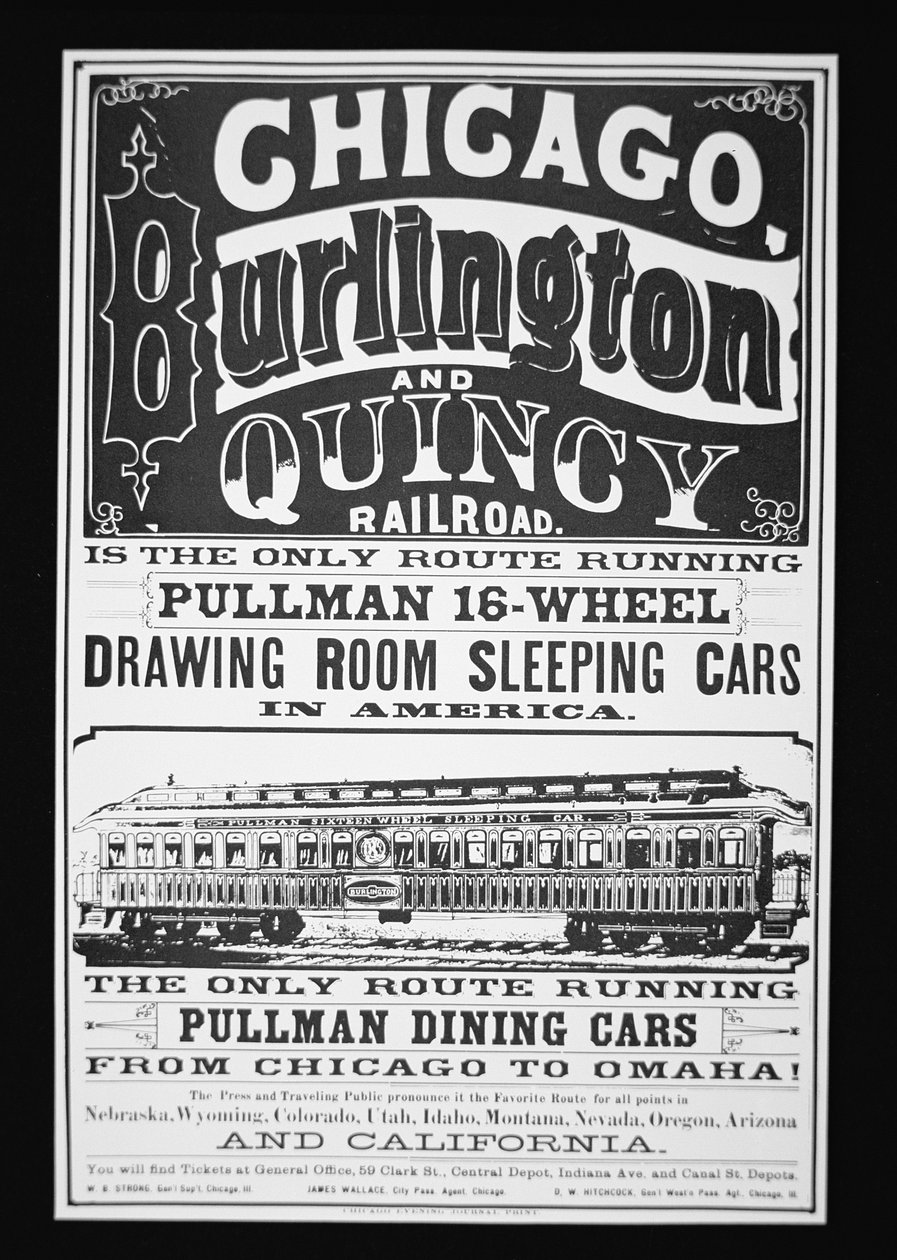 Pubblicità per Pullman Cars di Chicago, c.1875 da American School