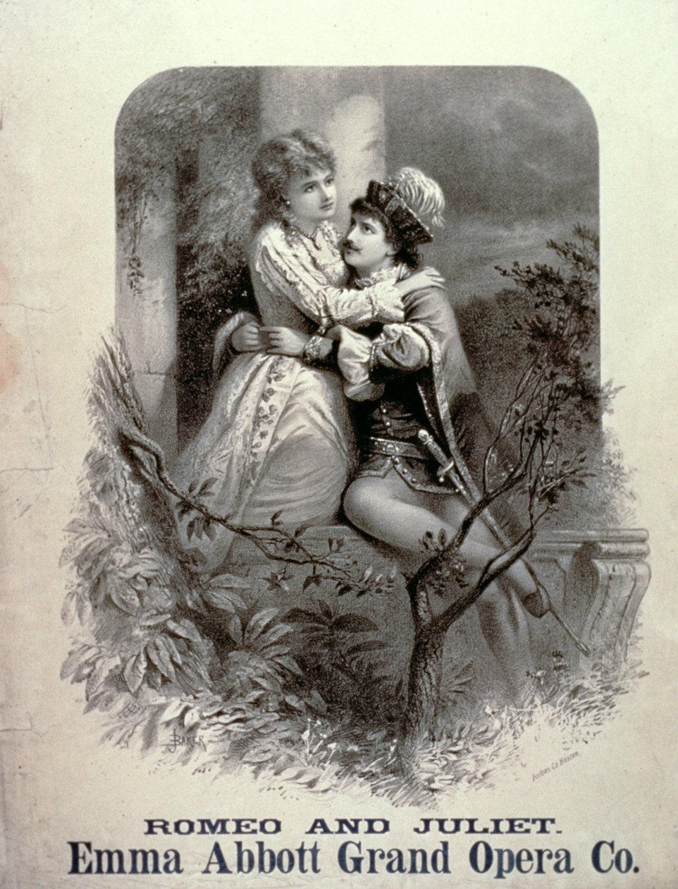 Pubblicità per Romeo e Giulietta, con Emma Abbott, Grand Opera Company da American School