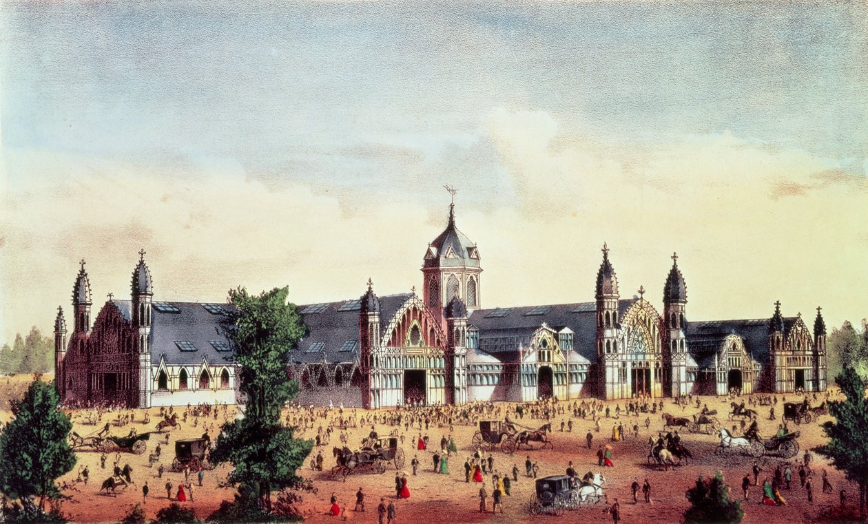 Agricultural Hall, Grand United States Centennial Exhibition, Fairmount Park, Philadelphia, pub. da Currier und Ives, 1876 da American School