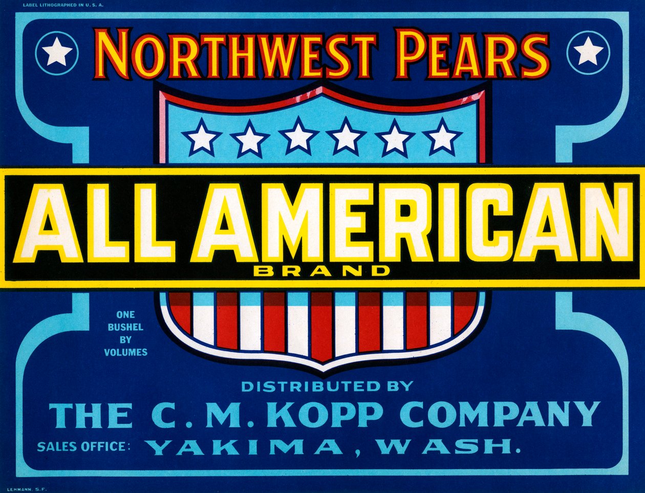 Etichetta di cassa di frutta All American Brand, c.1920 da American School