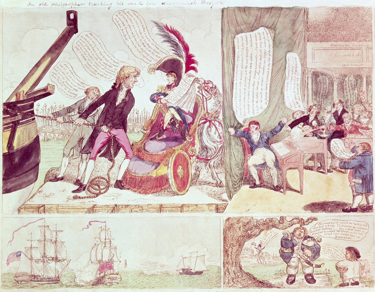 Un vecchio filosofo che insegna al suo figlio pazzo progetti economici, c.1807 da American School