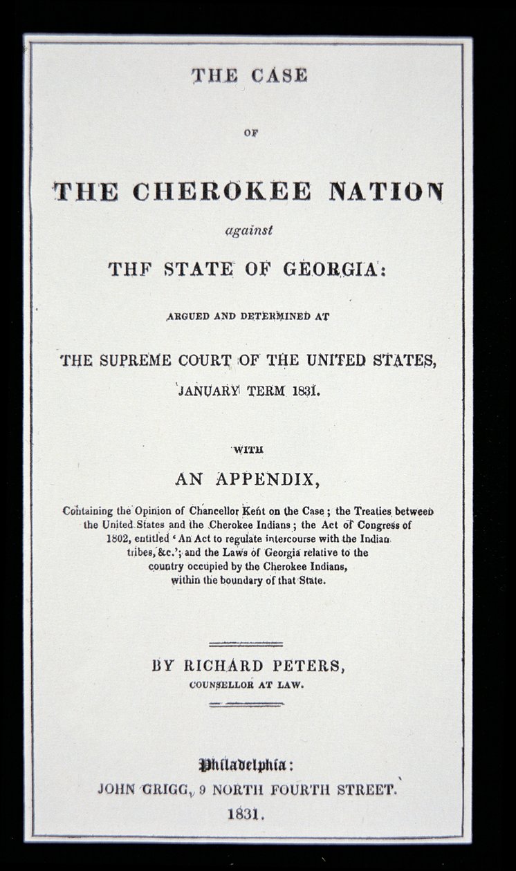 Trattato anti-rimozione, della Nazione Cherokee, in risposta alla rimozione forzata degli indiani dalla loro terra natale da American School