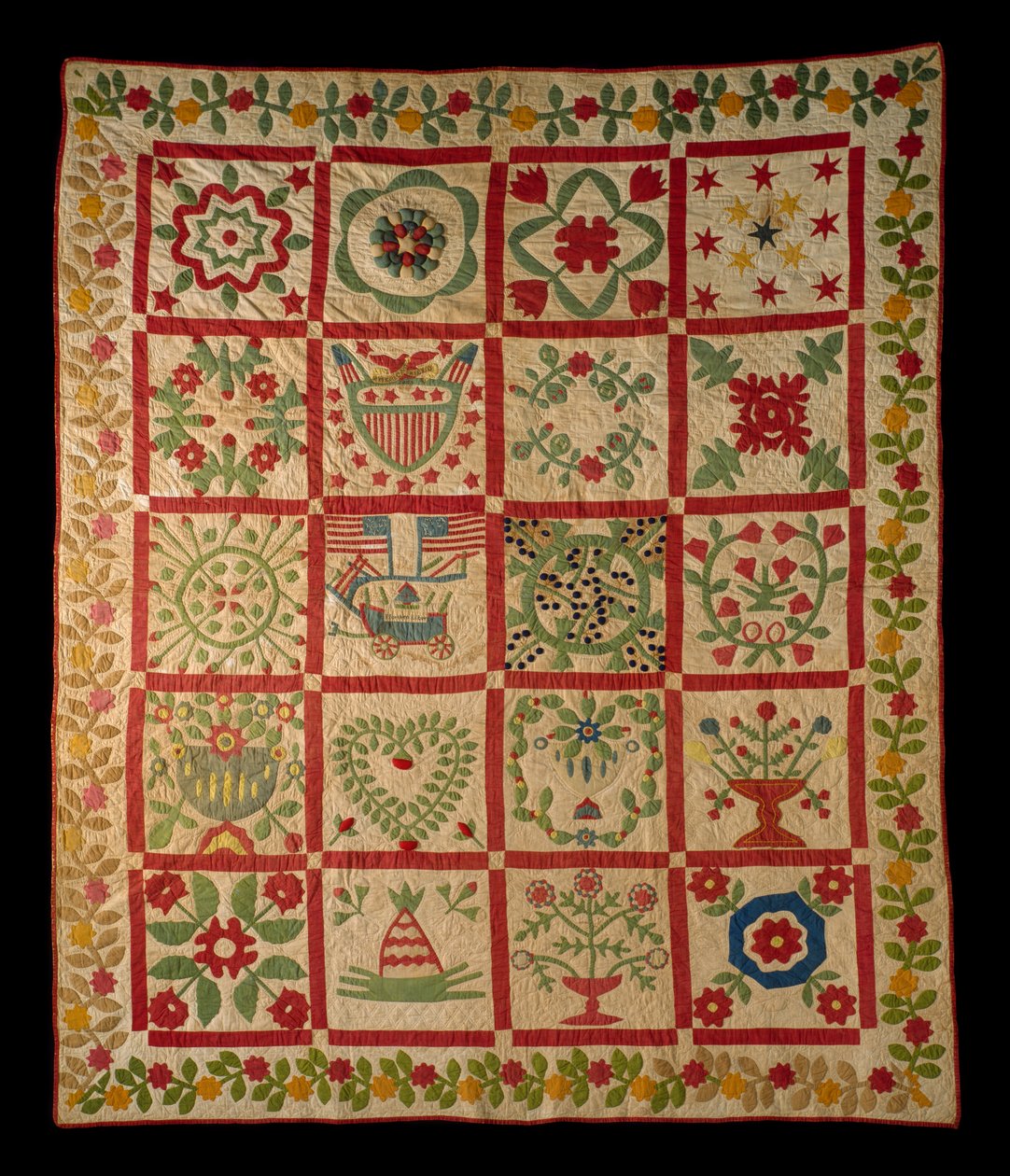 Trapunta album applique, L & M, 1860 da American School