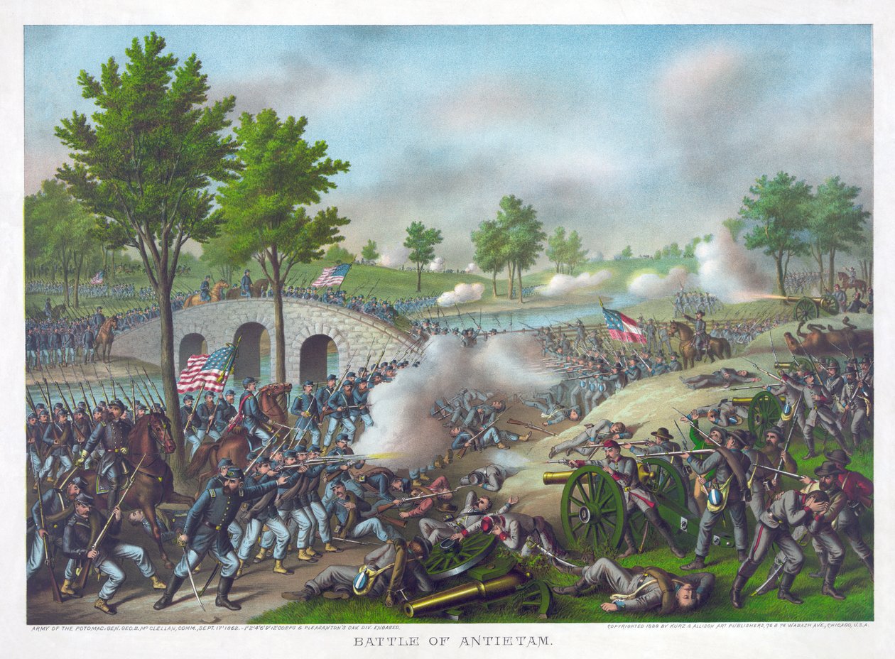 Battaglia di Antietam, pub. Kurz & Allison da American School