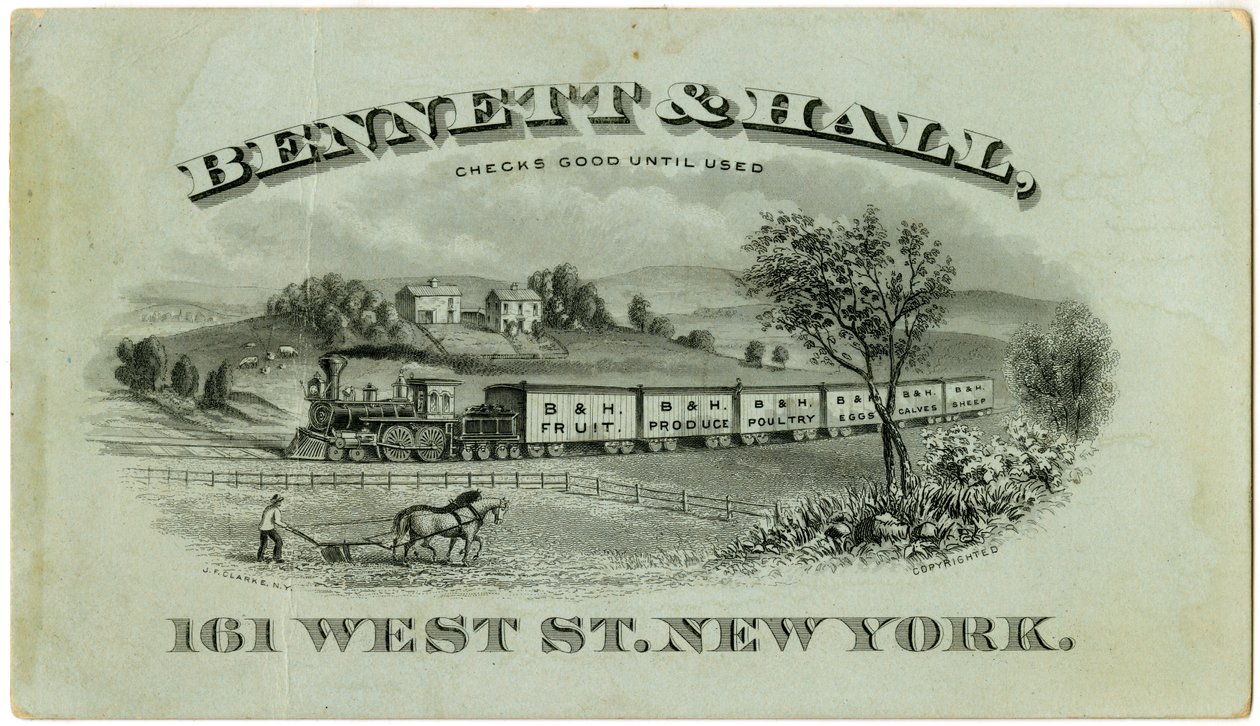 Bennett & Hall cartolina commerciale [recto], 1882 da American School