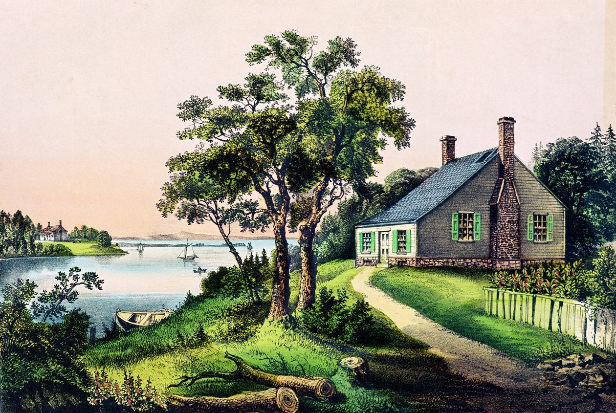 Luogo di nascita di George Washington a Bridges Creek, contea di Westmoreland, Virginia, 22 febbraio 1732, pubblicato da Currier e Ives da American School