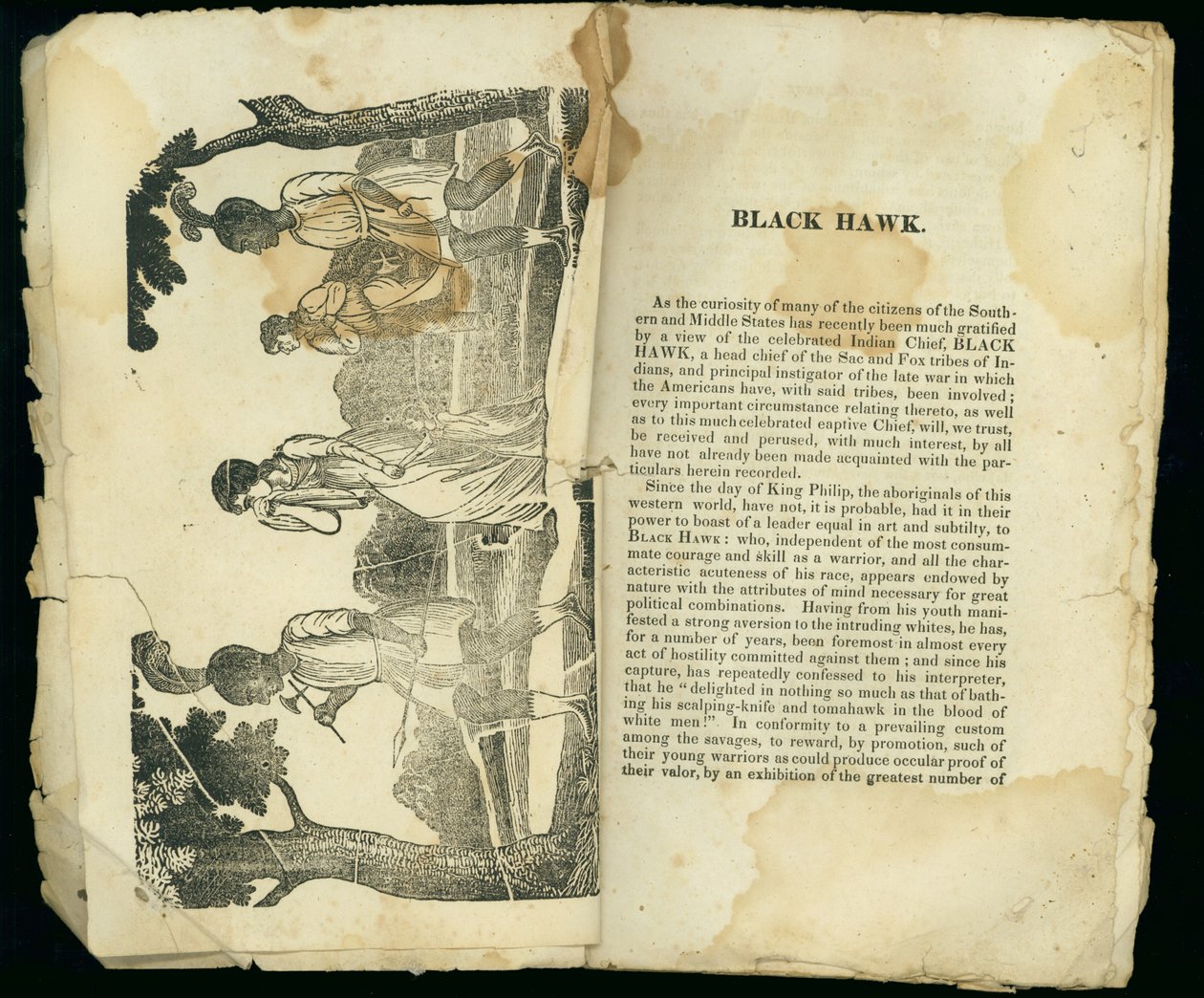 Black Hawk, da Narrative of the captivity and providential escape of Mrs. Jane Lewis, 1834 da American School