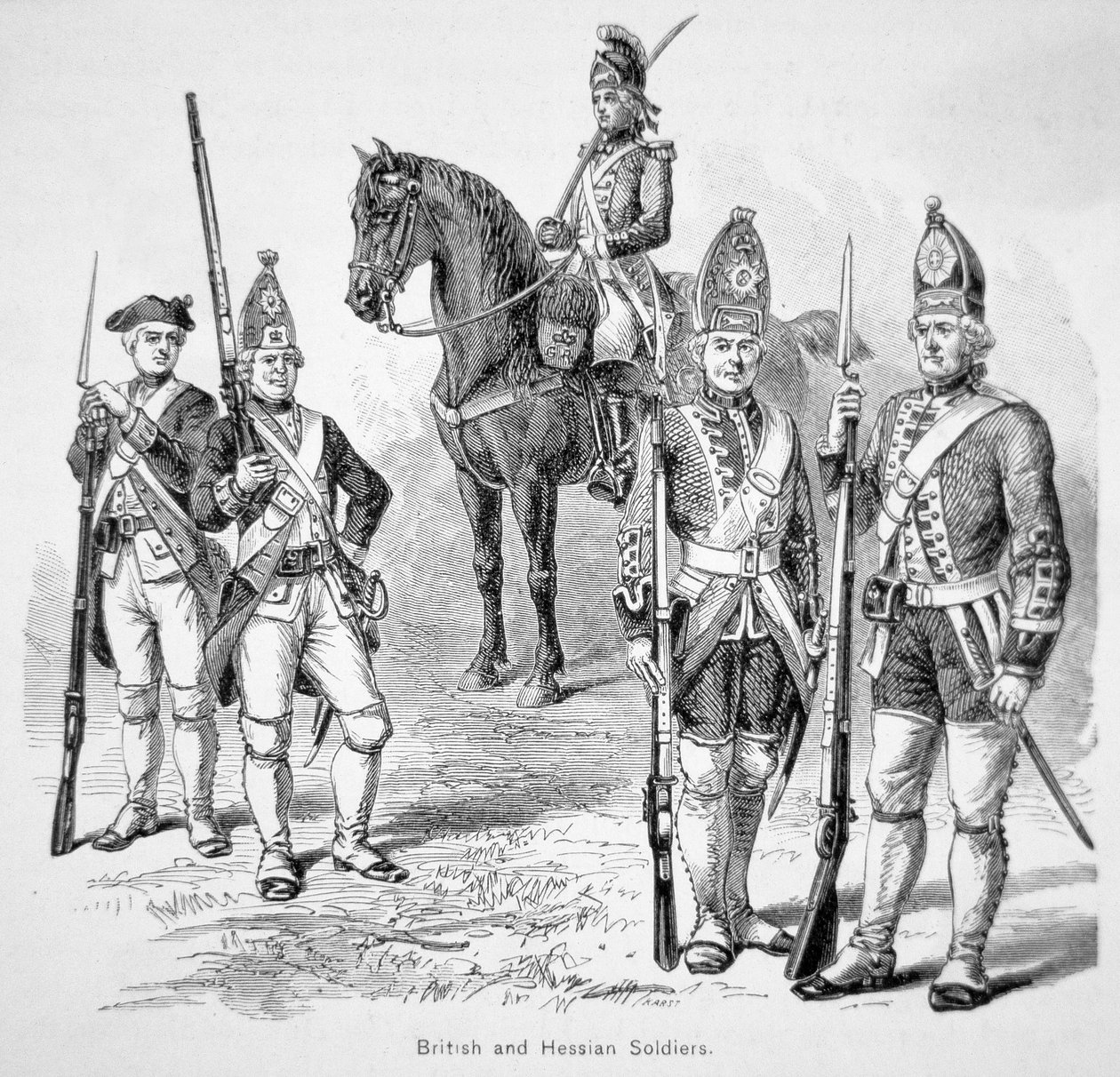 Soldato britannico e assiano, durante la guerra rivoluzionaria americana da American School