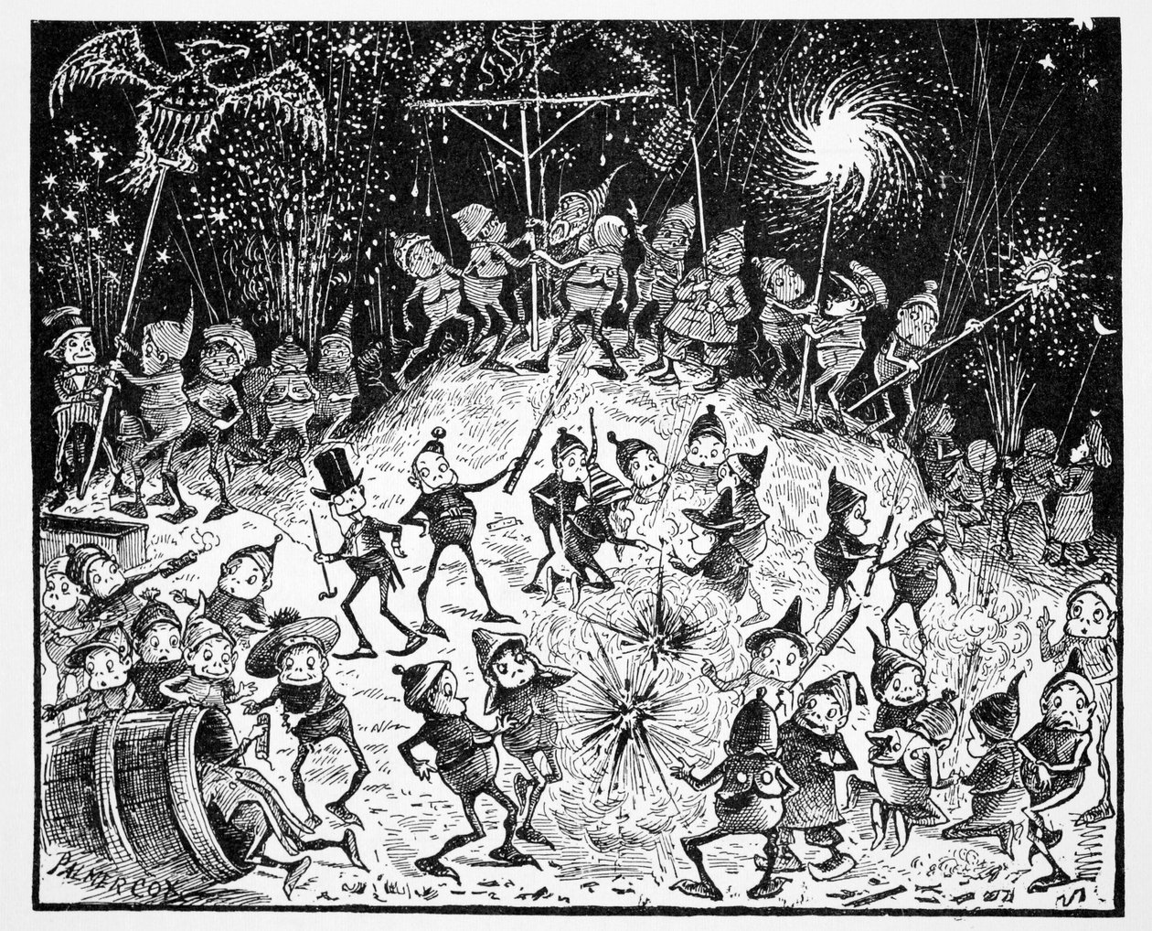 Brownies, da La guida mondiale a gnomi, fate, elfi e altri piccoli esseri di Thomas Keightley, pubblicato nel 1880 da American School