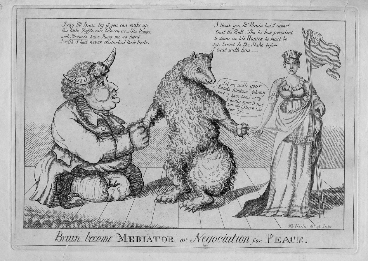 Bruin diventa mediatore o negoziazione per la pace, c.1813 da American School
