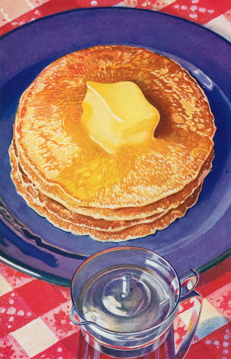 Burro che si scioglie su una pila di pancake da American School