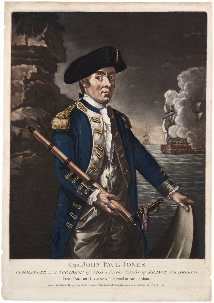 Capitano John Paul Jones, comandante di uno squadrone di navi al servizio di Francia e America, 1780 da American School