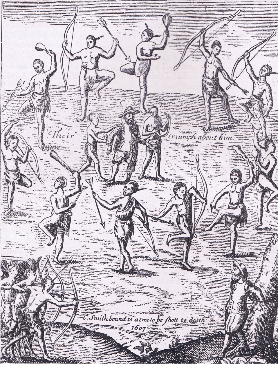 Capitano Smith catturato dagli indiani, illustrazione da Cassell