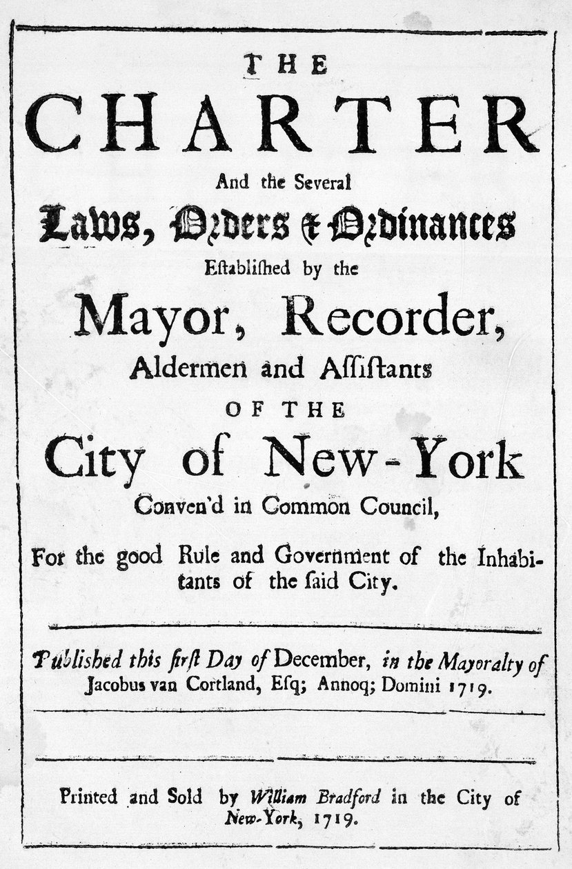 Carta della Città di New York, 1719 da American School