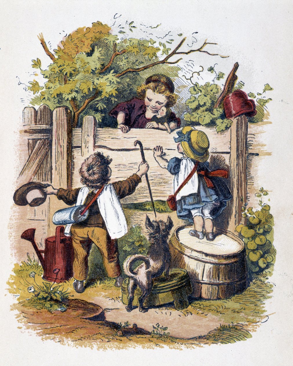 Riunione di bambini in "Schnik, schnak, trifles for the little ones", giochi per bambini. ed. London- Georges Ronthedge and sons. New York, The broad way Ludgate n.d. c. 1890. da American School